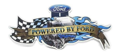 Ford "Powered By Ford" Shaped and Embossed Metal Wall Sign