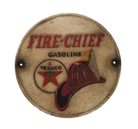 Texaco Fire Chief Plaque With Antique Finish