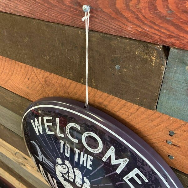 Welcome To The Man Cave Dome Shaped Metal Sign